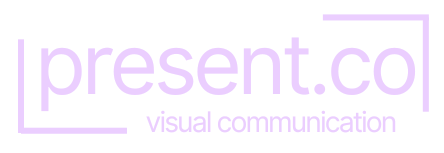 Purple Present.Co logo and a dot inside a square outline.